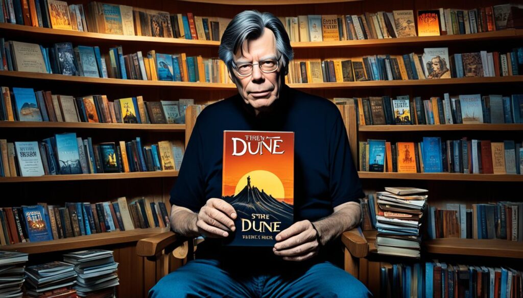 Stephen King with a copy of The Dune