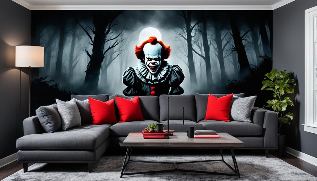 Living Room with Stephen King Wallpaper